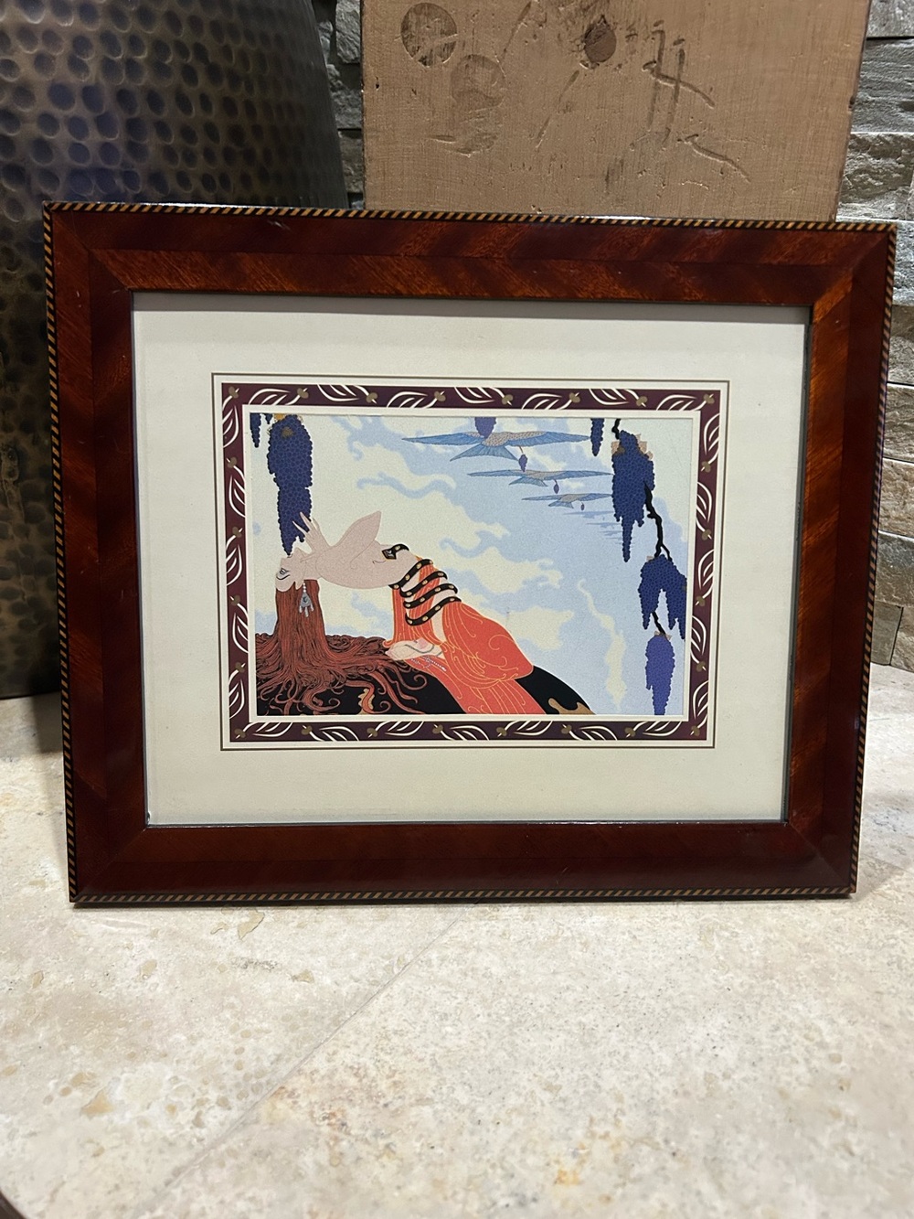 ERTE Vintage Book Print- “Vintage” Framed Art
